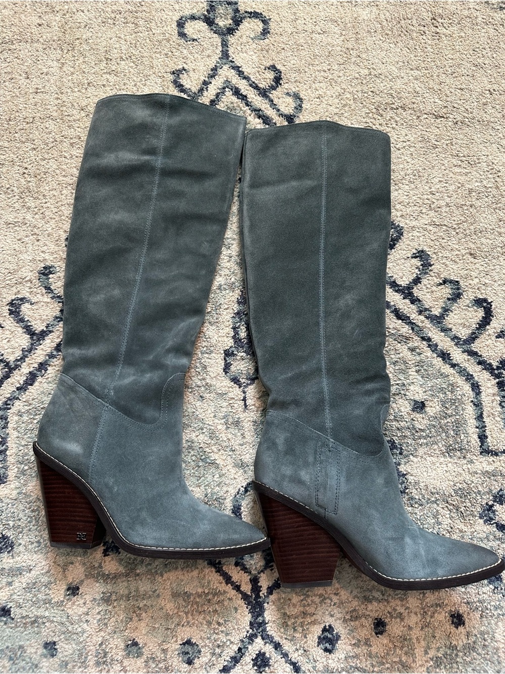 Sam Edelman Suede Knee-High Block Heel Boots